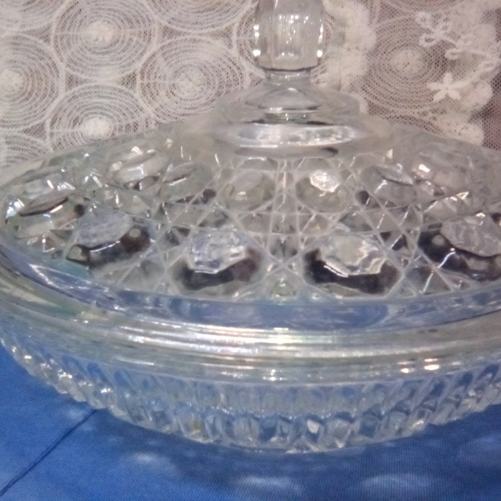 Vintage Glass Crystal Candy Dish 5" x 7"